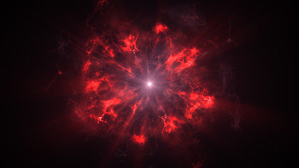 Colorful shock wave consisting particles. VFX elements, Graphic Elements. Light beam, shine through the clouds, dust, nebulae of outer space. 3D Rendering