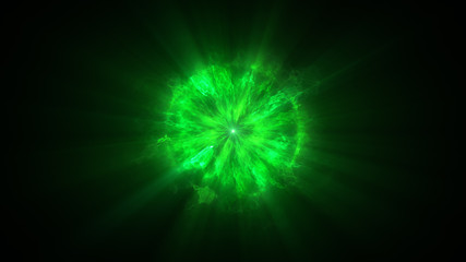 Colorful shock wave consisting particles. VFX elements, Graphic Elements. Light beam, shine through the clouds, dust, nebulae of outer space. 3D Rendering