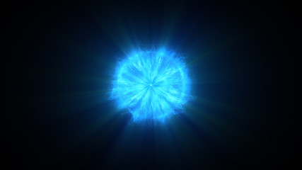 Colorful shock wave consisting particles. VFX elements, Graphic Elements. Light beam, shine through the clouds, dust, nebulae of outer space. 3D Rendering