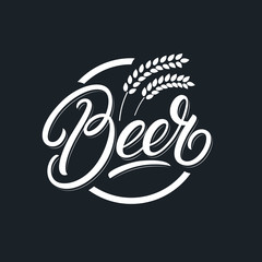Beer hand written lettering logo