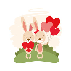 cute bunny with helium balloons