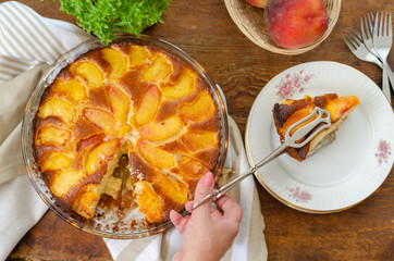Homemade peach cake