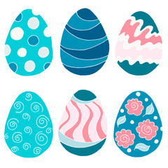 Easter illustration. Happy Easter. A set of hand drawings, Easter eggs