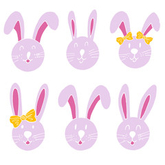 Easter illustration. Happy Easter. Set of cute drawings, Easter bunny