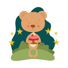 Obraz na płótnie Canvas cute bear with cake in hand