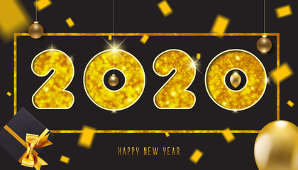 Happy New Year Background 2020 Vector.  Modern New Year Poster  Template Design for festival Holiday Illustration
