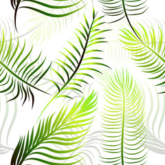 A seamless background of palm leaves. Vector illustration