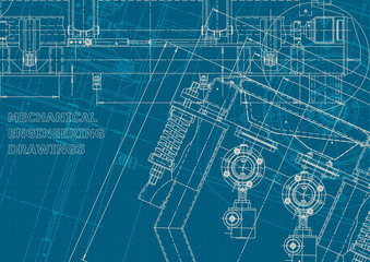 Blueprint. Corporate style. Instrument-making drawings