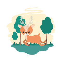 Obraz na płótnie Canvas cute deer with background landscape