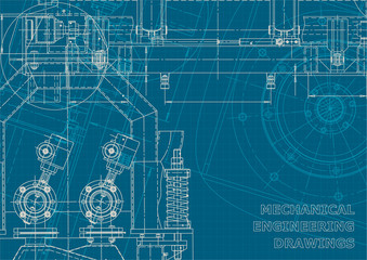 Blueprint. Corporate style. Instrument-making drawings
