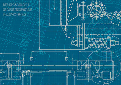 Blueprint. Corporate style. Instrument-making drawings