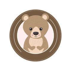 cute and adorable bear with circular frame