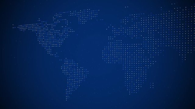 3d world map on blue artistic cyberspace background.