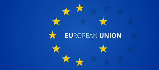 European Union creative abstract stars of the flag of Europe background 3d-illustration