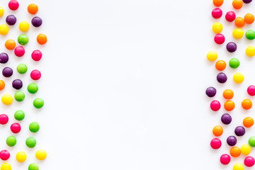 Sweets pattern on white background top view copyspace