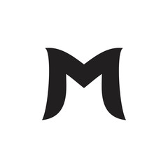 letter mm simple curves unusual unique design logo vector