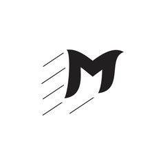 letter m fast movement fly success symbol vector