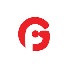 letter pg negative space design logo vector