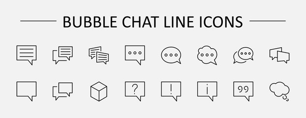 Naklejka na ściany i meble Set of Speech Bubble chat vector lines of icons. Editable Stroke. 32x32 pixels.