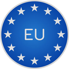 blue white isolated on white EU Europe symbol with 12 stars 3d-illustration