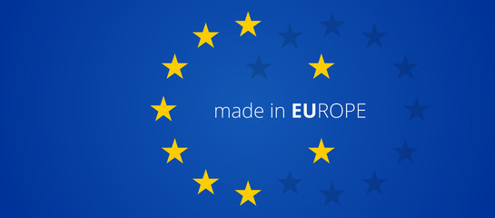 made in Europe creative abstract stars of the flag of Europe background 3d-illustration