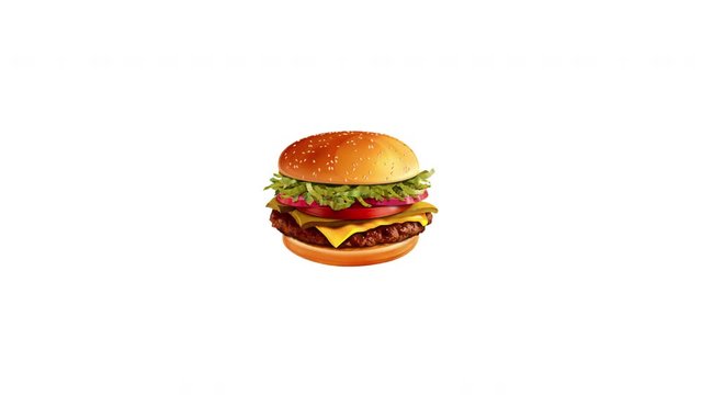 Animated Burger on white background. Stop motion animation. 4K