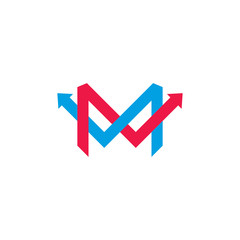 letter m linked arrow geometric line logo vector