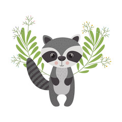 cute and adorable raccoon with wreath