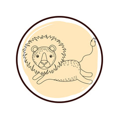 cute and adorable lion with circular frame