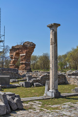 Fototapeta na wymiar Ruins at archaeological site of Philippi, Greece