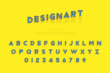 Original 3D bold font and alphabet for creative design template. Flat illustration EPS10
