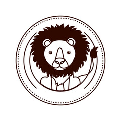 cute and adorable lion with circular frame