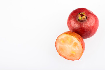 Psidium cattleianum - Cattley guava. White background