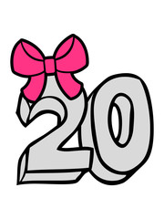 sweet 20 jahre erwachsen runder alt alter geburtstag schleife schön hübsch party feiern spaß gewachsen groß mädchen girl frau weiblich clipart design cool