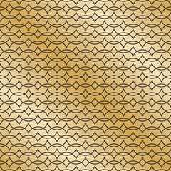 Seamless Art Deco gold intersecting circle pattern background