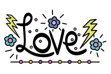 Isolated love word vector design