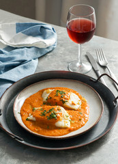 sppanish food. Bacalao a la vizcaína,  Basque Style Cod