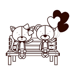 cute couple of bears sitting on park chair