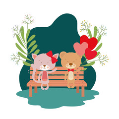 cute animals sitting in the park chair