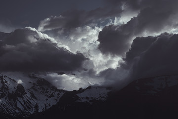 Dramatic Storm and Mist on Mount Rainier