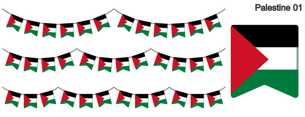 Obraz premium パレスチナの国旗のガーラーンド ベクターデータ（bunting garland）