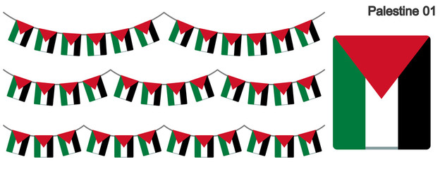 Obraz premium パレスチナの国旗のガーラーンド ベクターデータ（bunting garland）