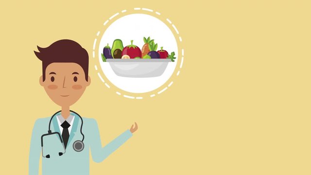professional doctor with healthy lifestyle animation
