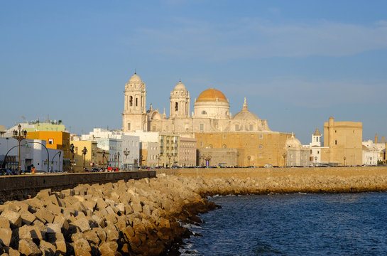Cadiz, Spain. Seafront Cathedral Campo del Sur