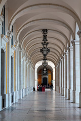 Fototapeta na wymiar Historical Hallway with columns