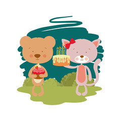 Naklejka premium card of celebration with animals