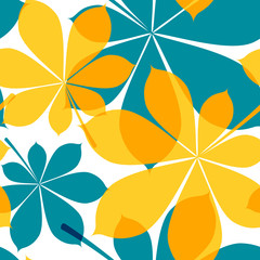 Colorful leaves in flat style, seamless pattern