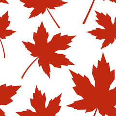 Colorful leaves in flat style, seamless pattern