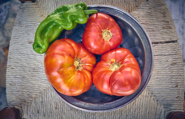 100% natural organic tomatoes from the garden. Large non-transgenic tomatoes