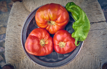 100% natural organic tomatoes from the garden. Large non-transgenic tomatoes